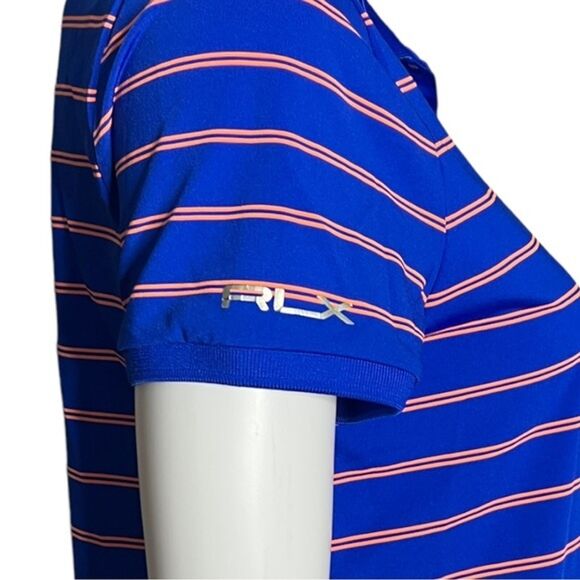RLX Ralph Lauren Blue Polo Top with Pink Stripes - Picture 5 of 6